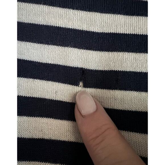 Akris Punto Stripe Peplum Tunic Top Navy White Sleeveless 4 - Picture 4 of 9